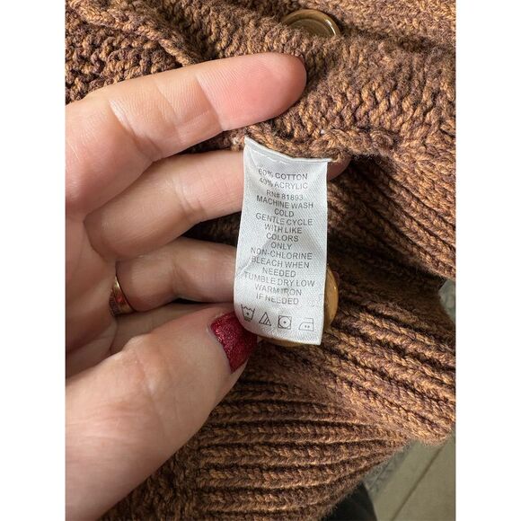 Denim & Co Women's M Brown Cable-Knit Cardigan Sweater - Picture 8 of 8